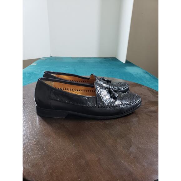 Paolo De Marco Loafers Sz 9 Mens Black Slip On Leather Genuine Lizard Spain main image 10